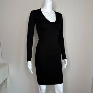 Naked Wadrobe Long Sleeve V Neck Knit Midi Dress